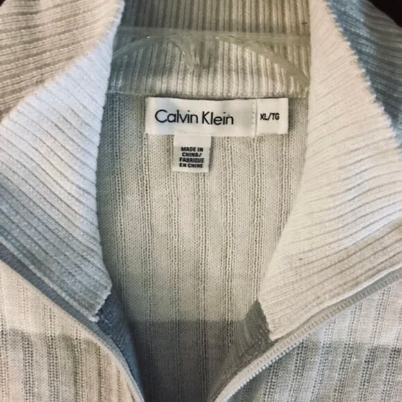 Calvin Klein Zip Up Sweater Ribbed Knit Long Sleeve Cardigan with Pockets XL/TG - Picture 4 of 8